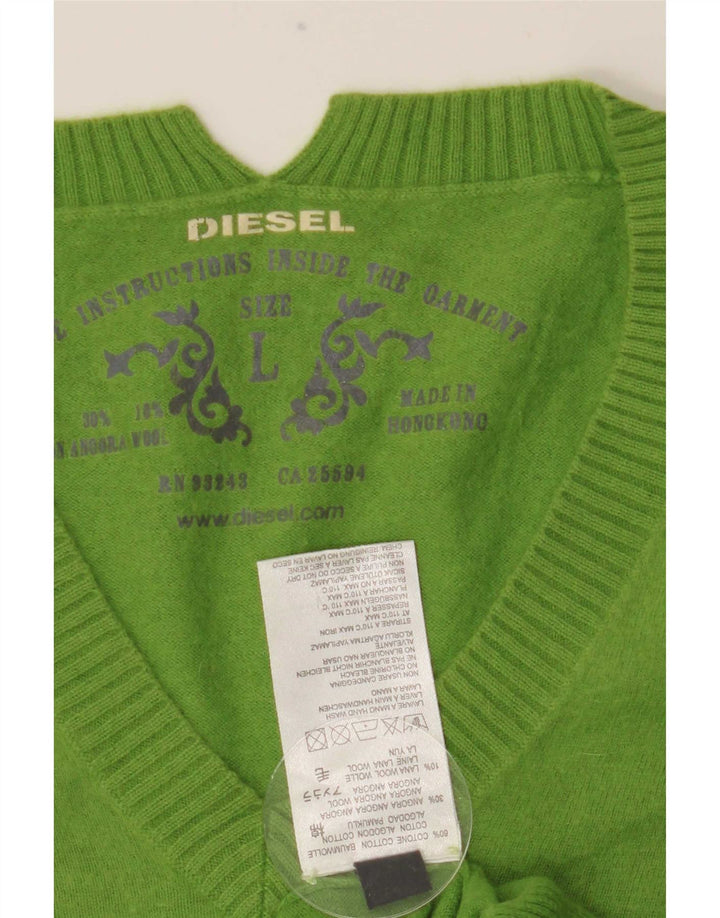 Diesel muški pulover s V-izrezom, veliki zeleni pamuk
