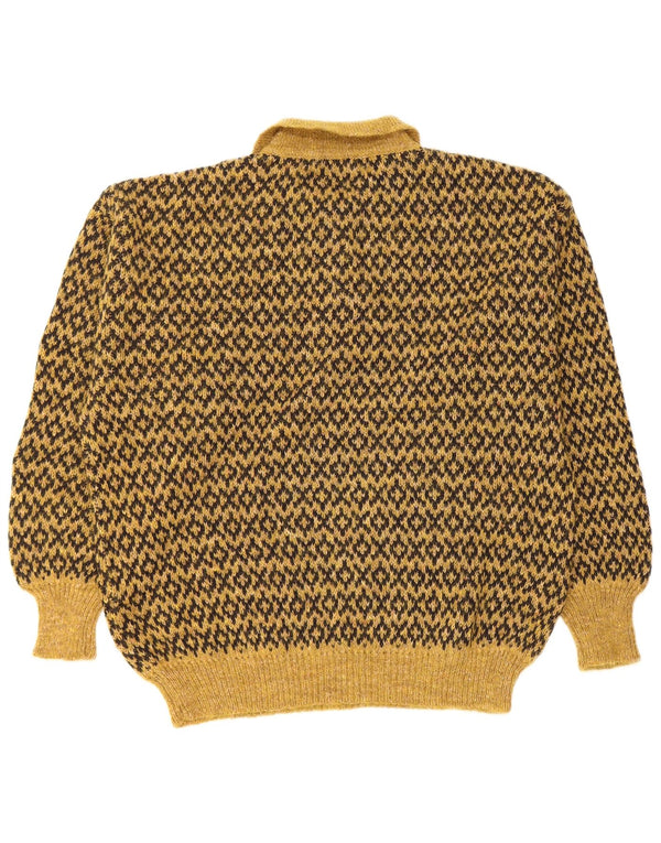 Lemon muški pulover s polo izrezom Veliki žuti geometrijski moher