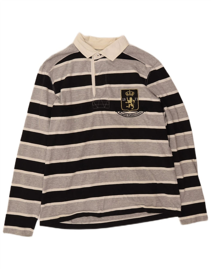 LOTTO muška ragbi polo majica dugih rukava s grafičkim motivima srednje crne pruge