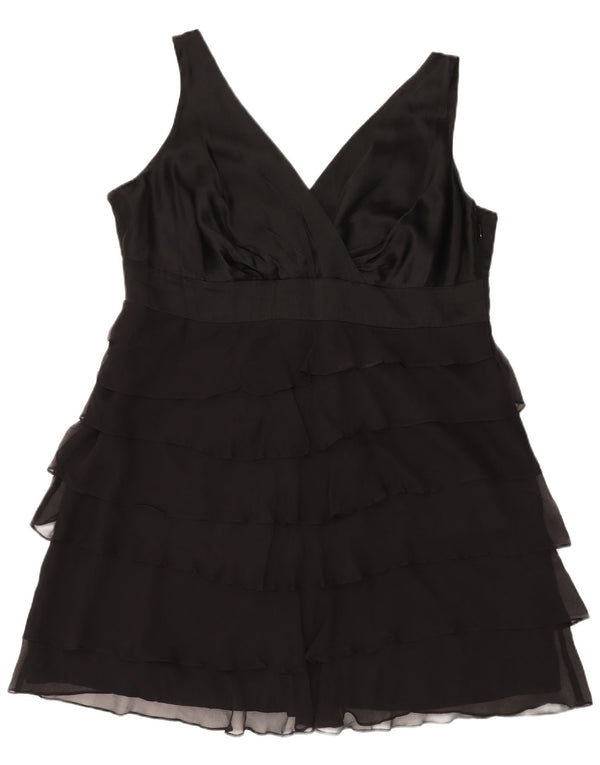 MONSOON Ženska višeslojna haljina bez rukava UK 22 3XL crna svila