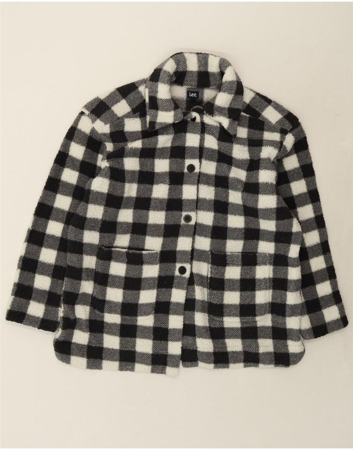 LEE Womens Fleece Bomber Jacket UK 16 XL Black Check Polyester Vintage Lee and Second-Hand Lee from Messina Hembry 