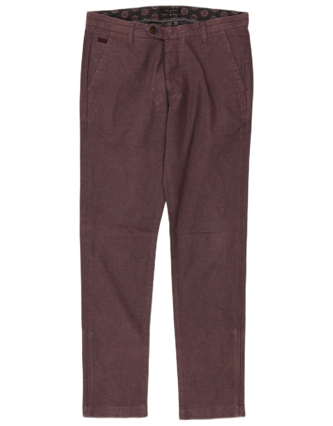Ted Baker Muške uske hlače odijela W32 L32 Kestenjasti pamuk