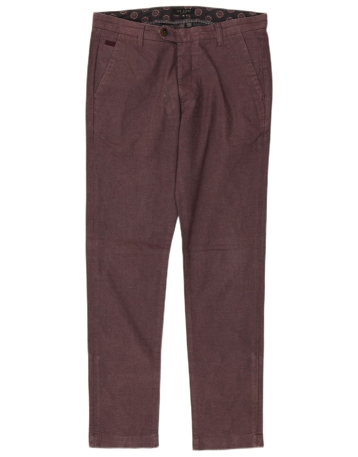 Ted Baker Muške uske hlače odijela W32 L32 Kestenjasti pamuk