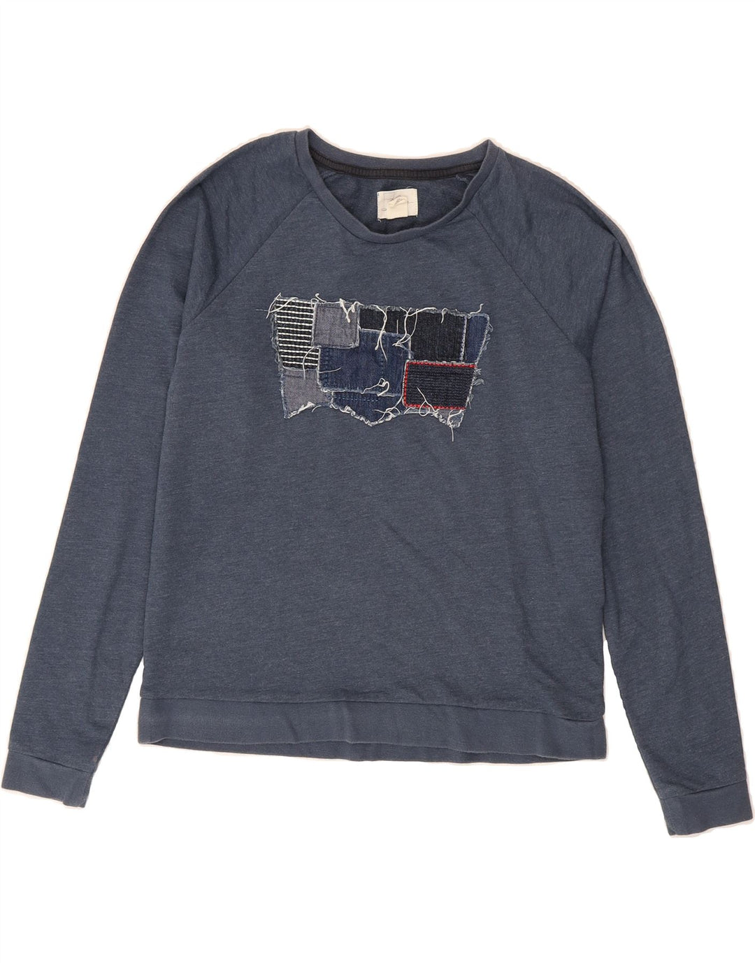 LEVI'S Womens Graphic Sweatshirt Jumper UK 14 Medium Navy Blue Cotton Vintage Levi's and Second-Hand Levi's from Messina Hembry 