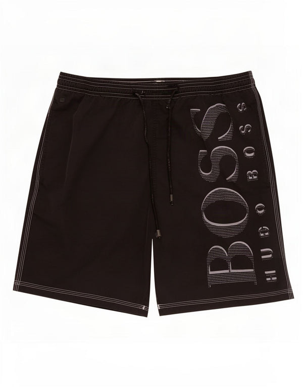 Hugo Boss muške kratke hlače za kupanje s grafičkim motivima, srednji crni poliamid