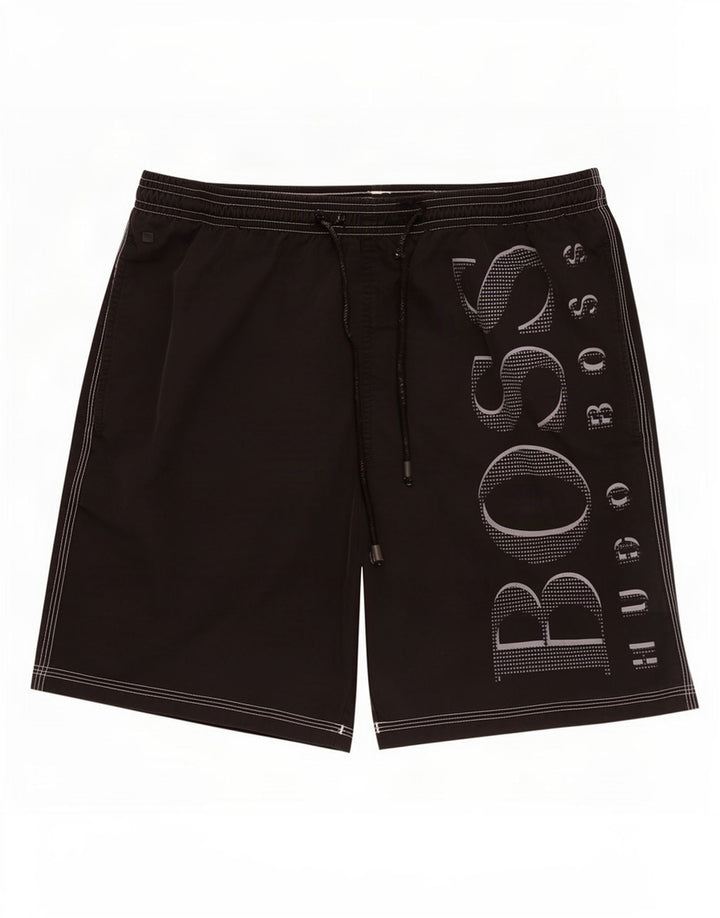 Hugo Boss muške kratke hlače za kupanje s grafičkim motivima, srednji crni poliamid