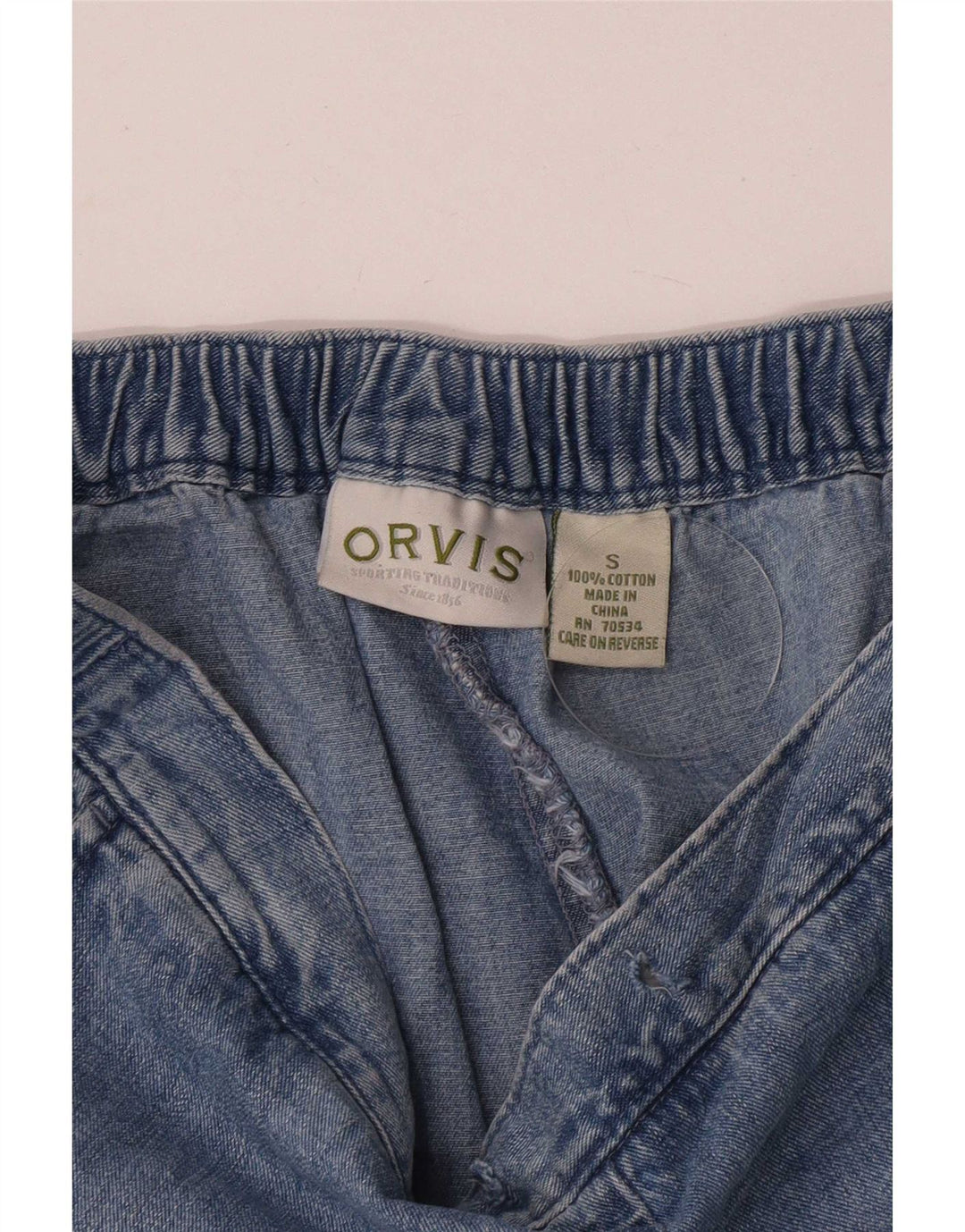 Orvis ženske obične ravne traperice male W32 L25 plavi pamuk