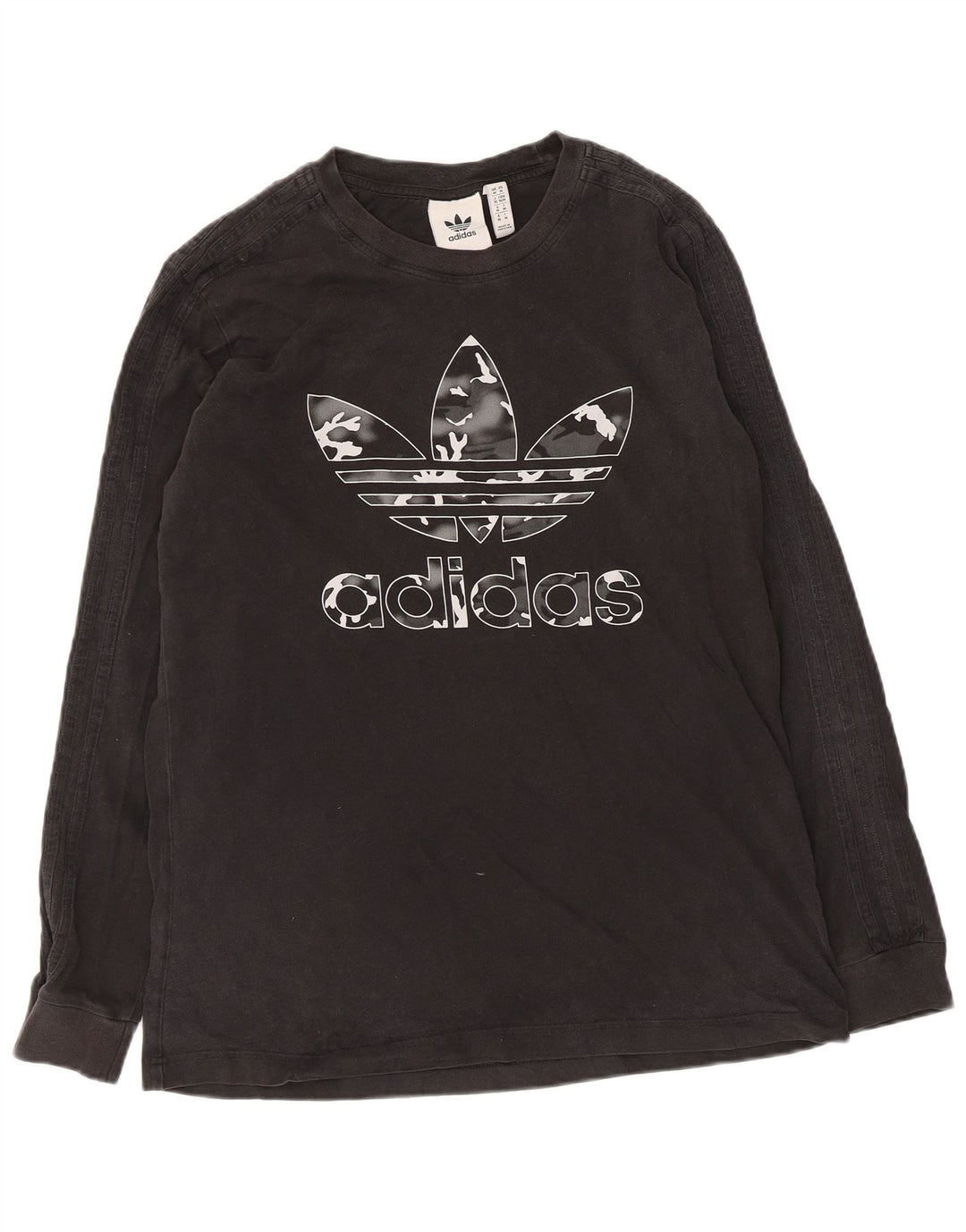 Adidas muška grafička majica dugih rukava srednje crne pamučne boje
