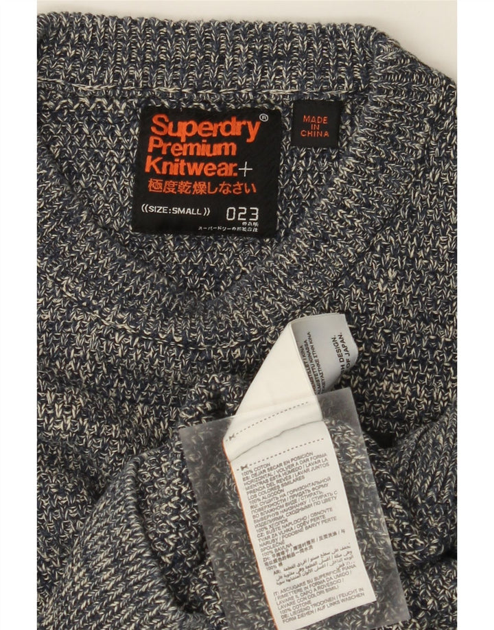 SUPERDRY muški džemper s okruglim izrezom, mali tamnoplavi flekasti pamuk