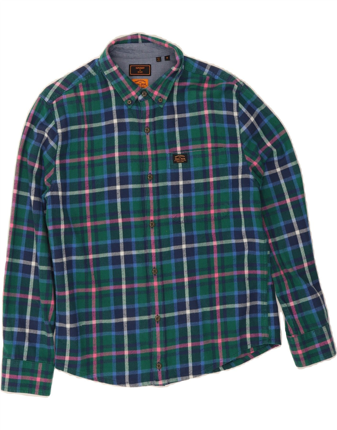 SUPERDRY Mens Flannel Shirt Medium Green Check Vintage Superdry and Second-Hand Superdry from Messina Hembry 