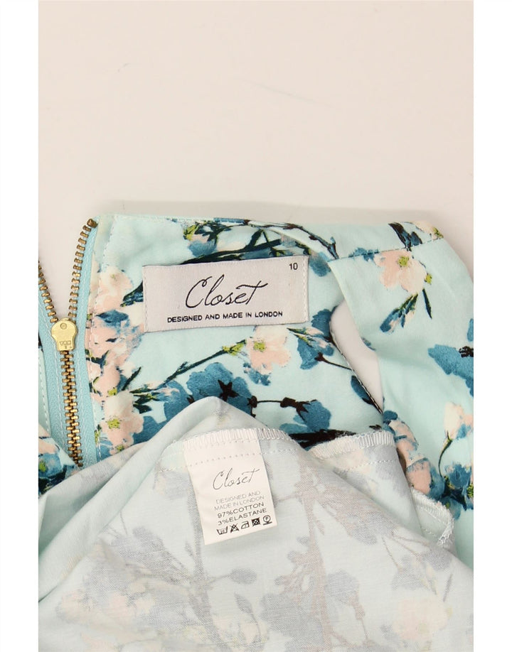 ORMARI Ženska haljina s halterima bez rukava UK 10 Mali plavi cvjetni pamuk