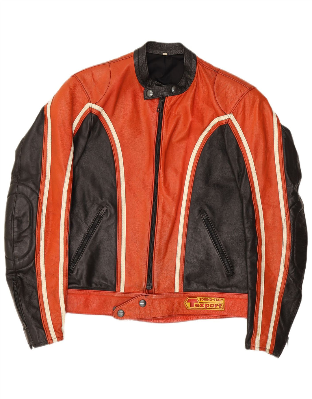 Vintage ženska kožna trkaća jakna IT 52 2XL Red Colourblock