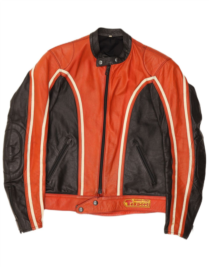 Vintage ženska kožna trkaća jakna IT 52 2XL Red Colourblock