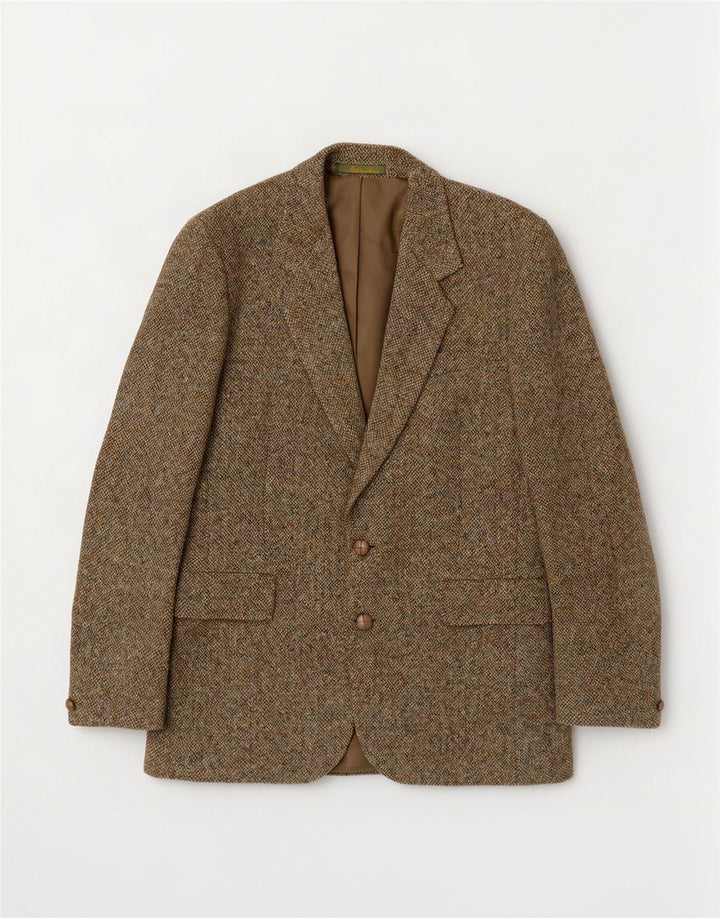 Harris Tweed muški sako sa 2 gumba UK 36 Mala kaki vuna