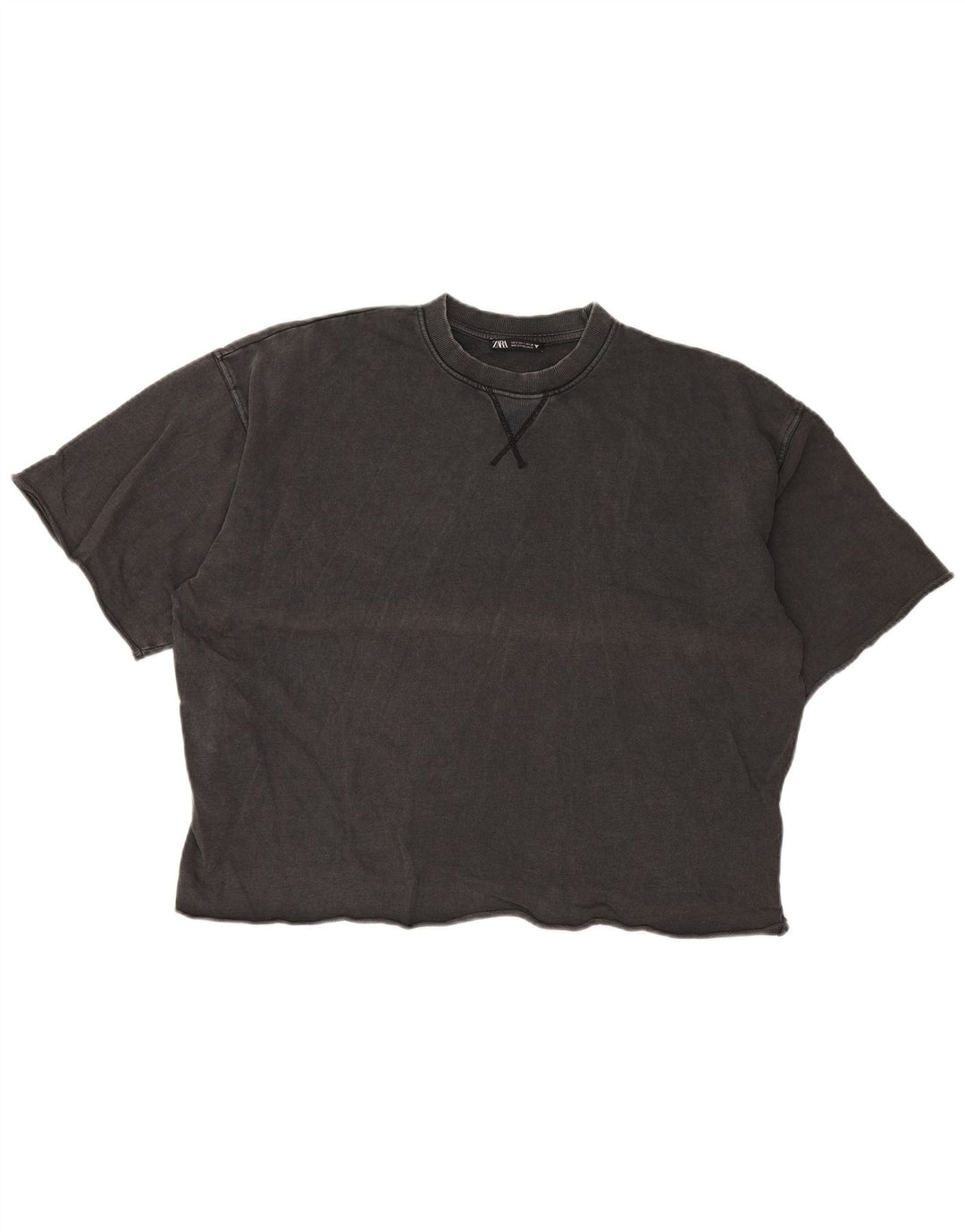 Zara ženska prevelika majica kratkih rukava UK 10 Small Grey Cotton