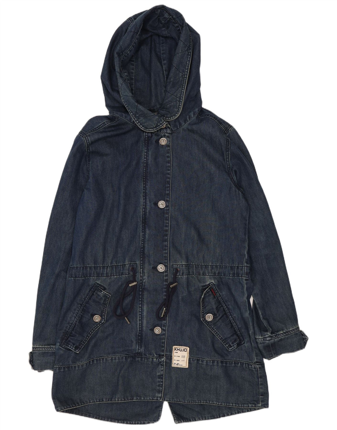 KHUJO ženski duffle kaput s kapuljačom UK 14 srednje tamnoplavi pamuk