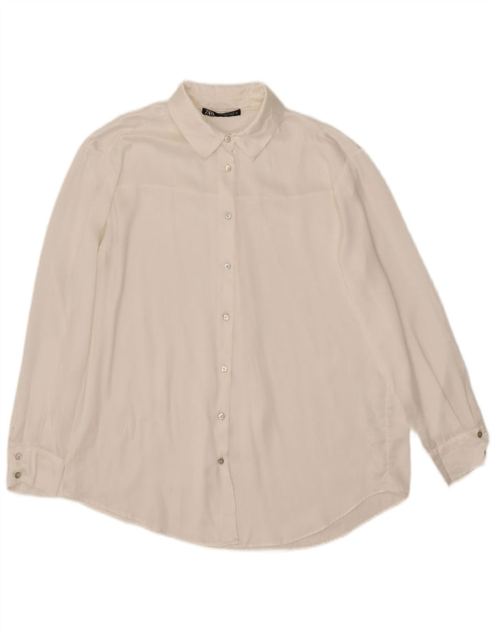 Zara ženska košulja bluza UK 14 srednje bijele svile