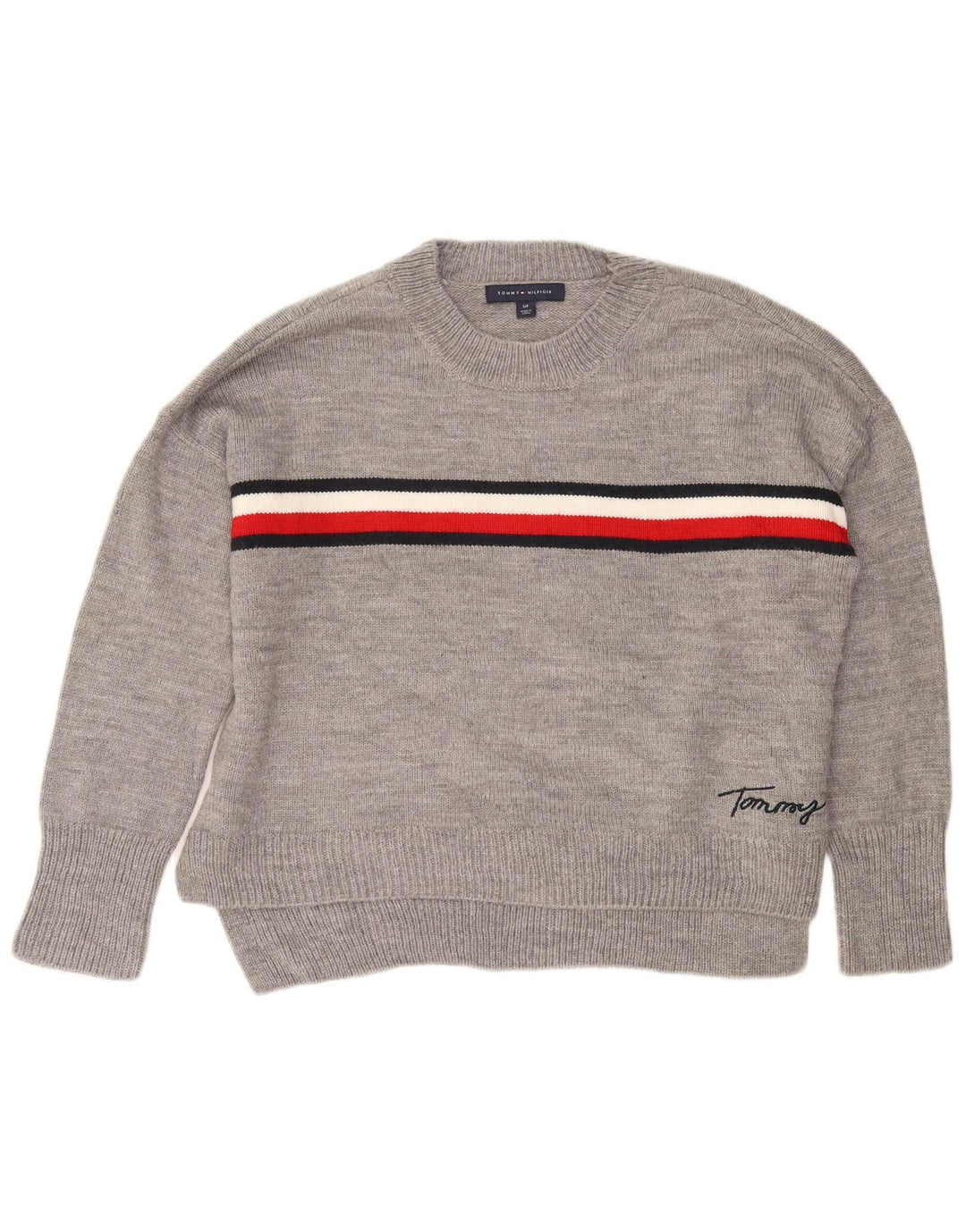 TOMMY HILFIGER Ženski pulover s okruglim izrezom UK 10 Small Gray