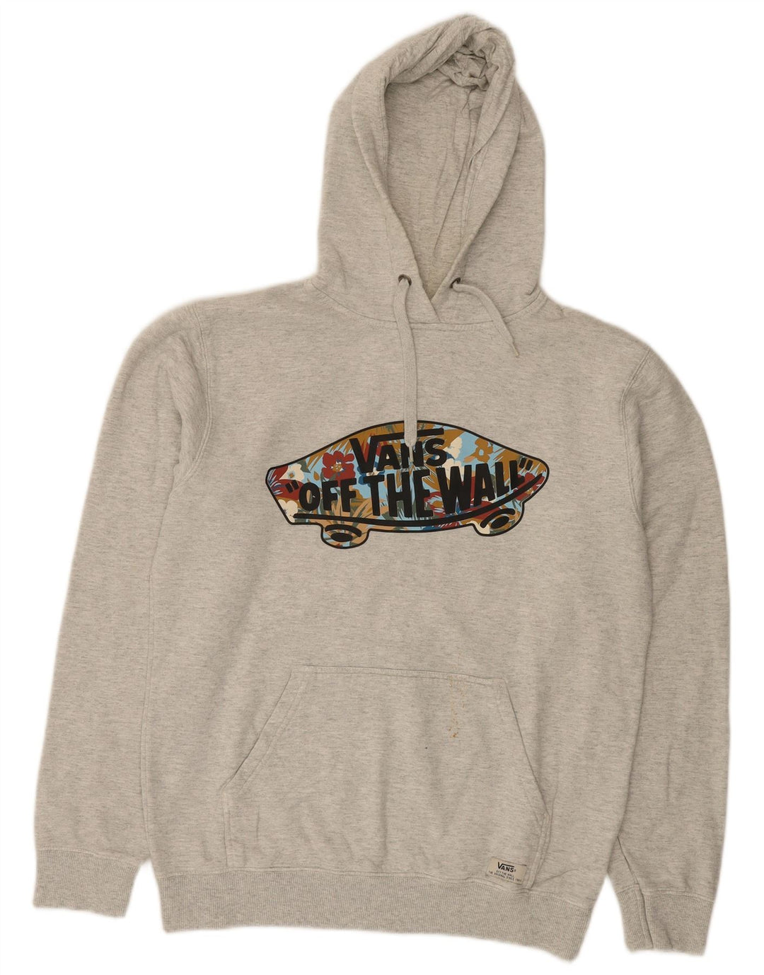 VANS Mens Graphic Hoodie Jumper Small Grey Cotton