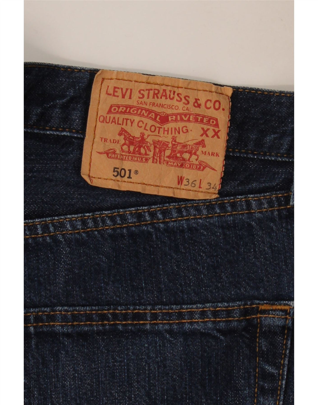 LEVI'S muške 501 ravne traperice W36 L30 tamnoplavi pamuk