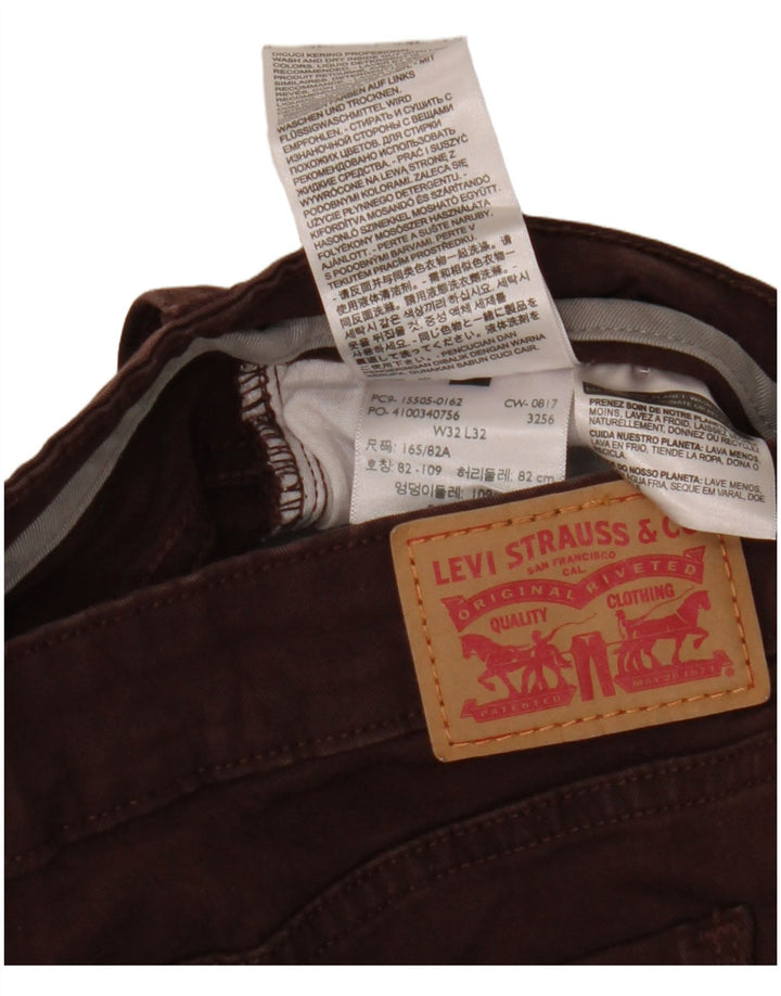 LEVI'S Ženske 505 ravne traperice W32 L32 Kestenjasti pamuk