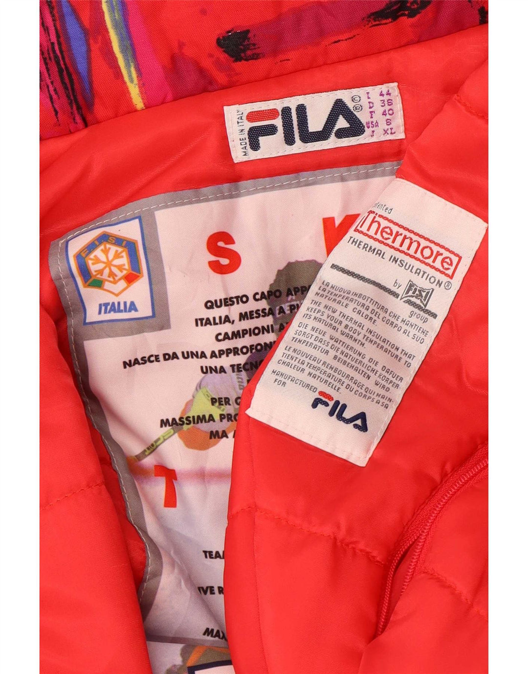Fila ženski skijaški kombinezon s kapuljačom IT 44 srednje crvene geometrije