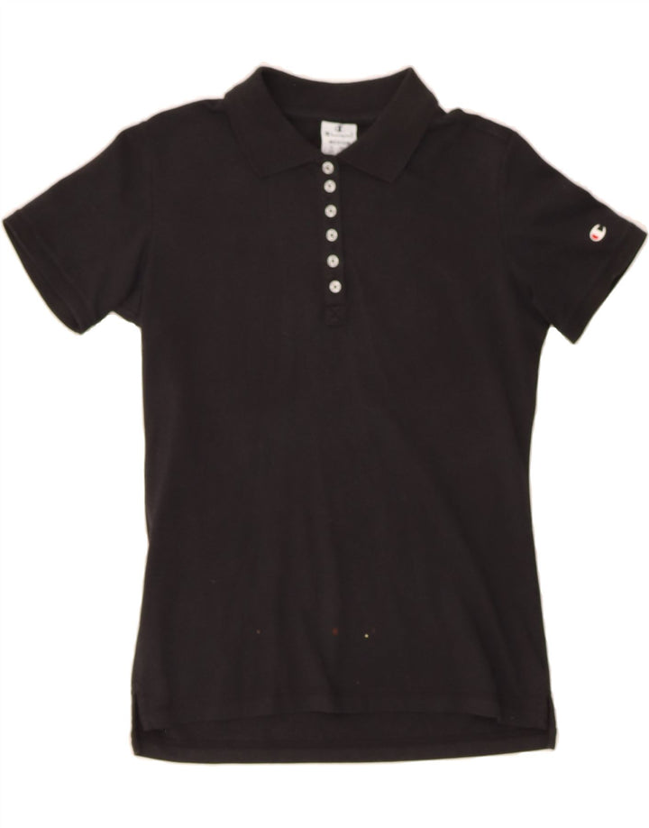CHAMPION Womens Polo Shirt UK 12 Medium Black Vintage Champion and Second-Hand Champion from Messina Hembry 