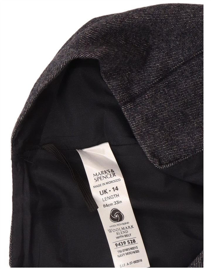 Marks & Spencer ženska midi suknja UK 14 srednje W30 tamnoplava vuna