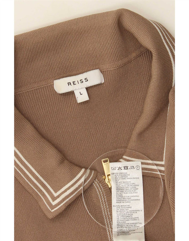 Reiss muški kardigan pulover veliki smeđi od viskoze