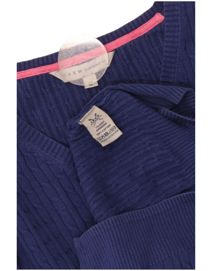 CREW CLOTHING Ženski džemper s V-izrezom UK 12 Srednje plavi pamuk