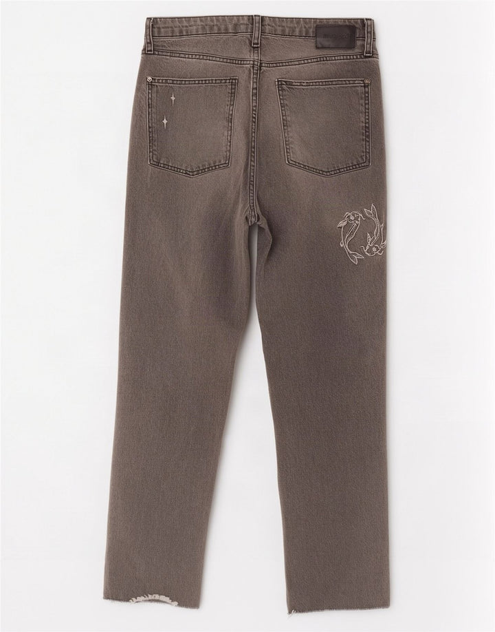 Desigual ženske ravne traperice s apstraktnim uzorkom EU 42 Large W32 L28 sive