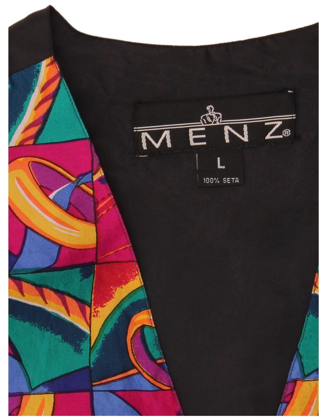 VINTAGE muški prsluk od velike raznobojne patchwork svile