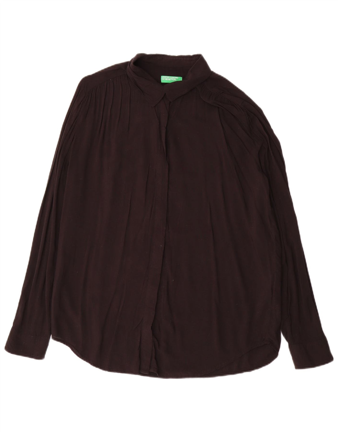 Benetton ženska prevelika košulja bluza UK 16 Velika crna viskoza