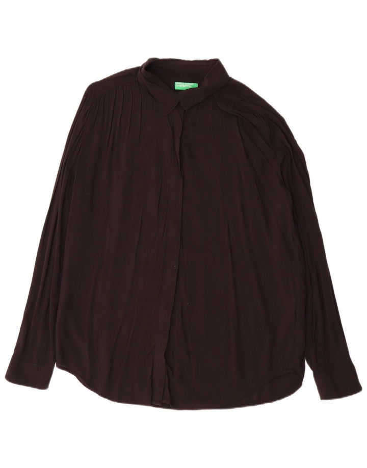Benetton ženska prevelika košulja bluza UK 16 Velika crna viskoza