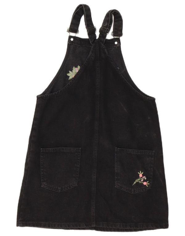 Zara Girls Denim Dungaree haljina 13-14 godina Crna cvjetna pamuk