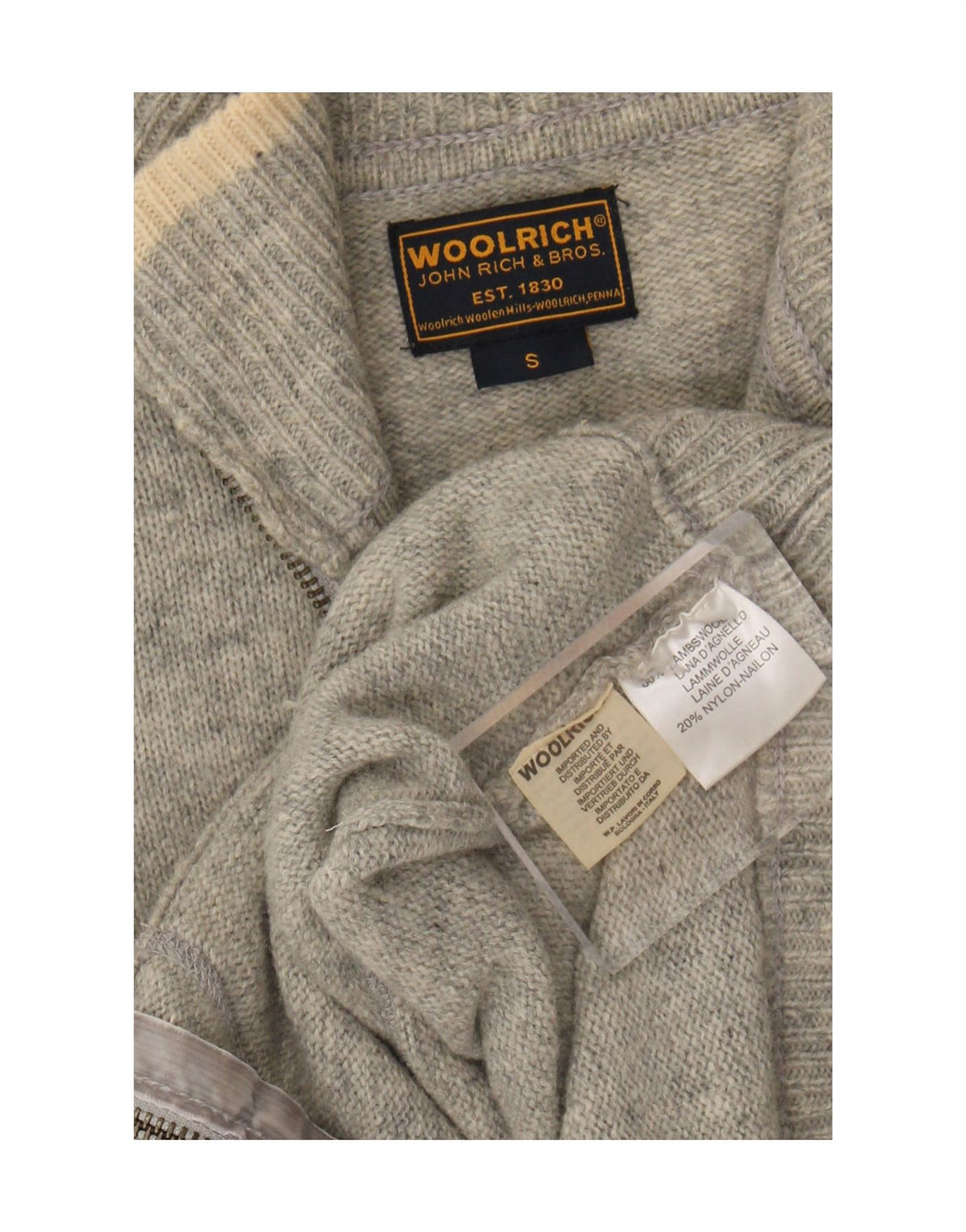 Woolrich ženski džemper s punim patentnim zatvaračem UK 10 Mala siva vunena