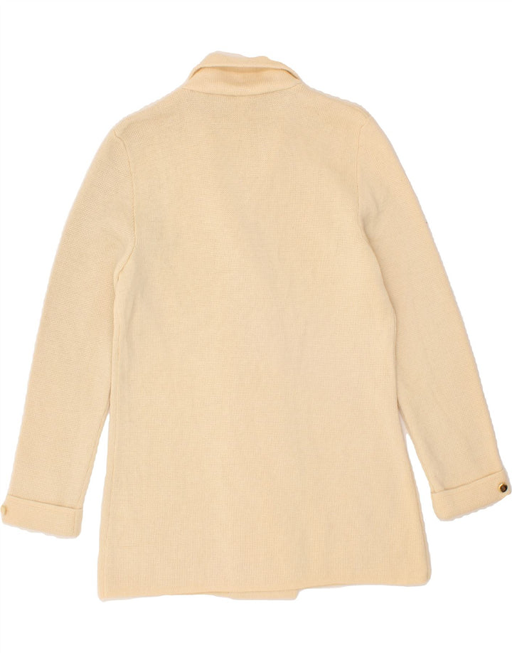 VINTAGE Womens Knit Double Breasted Blazer Jacket UK 14 Medium Beige Vintage Vintage and Second-Hand Vintage from Messina Hembry 