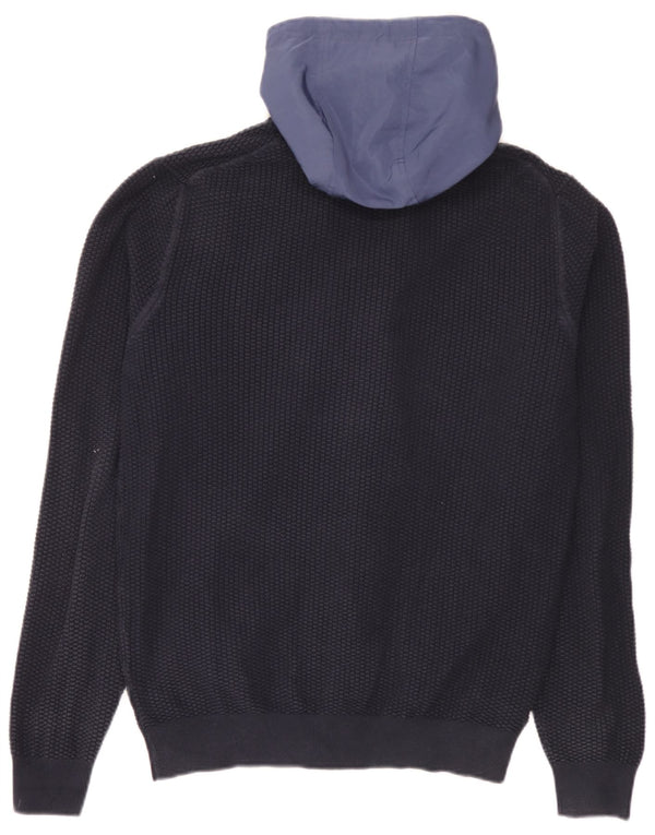 Massimo Dutti muški pulover s kapuljačom XL tamnoplavi pamuk u blokovima boja