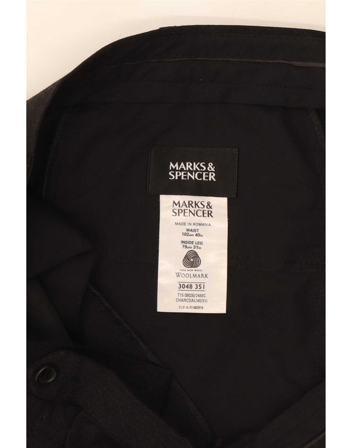 Marks & Spencer muške hlače ravnog odijela W40 L31 Siva vuna