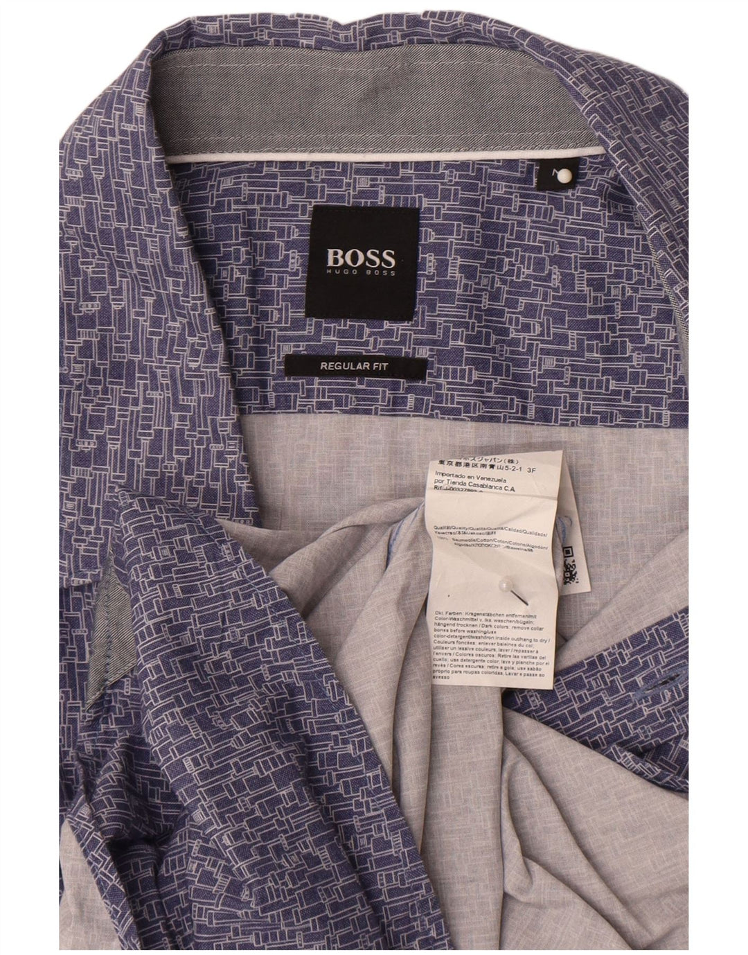 Hugo Boss muška košulja standardnog kroja Srednje plava, geometrijski pamuk