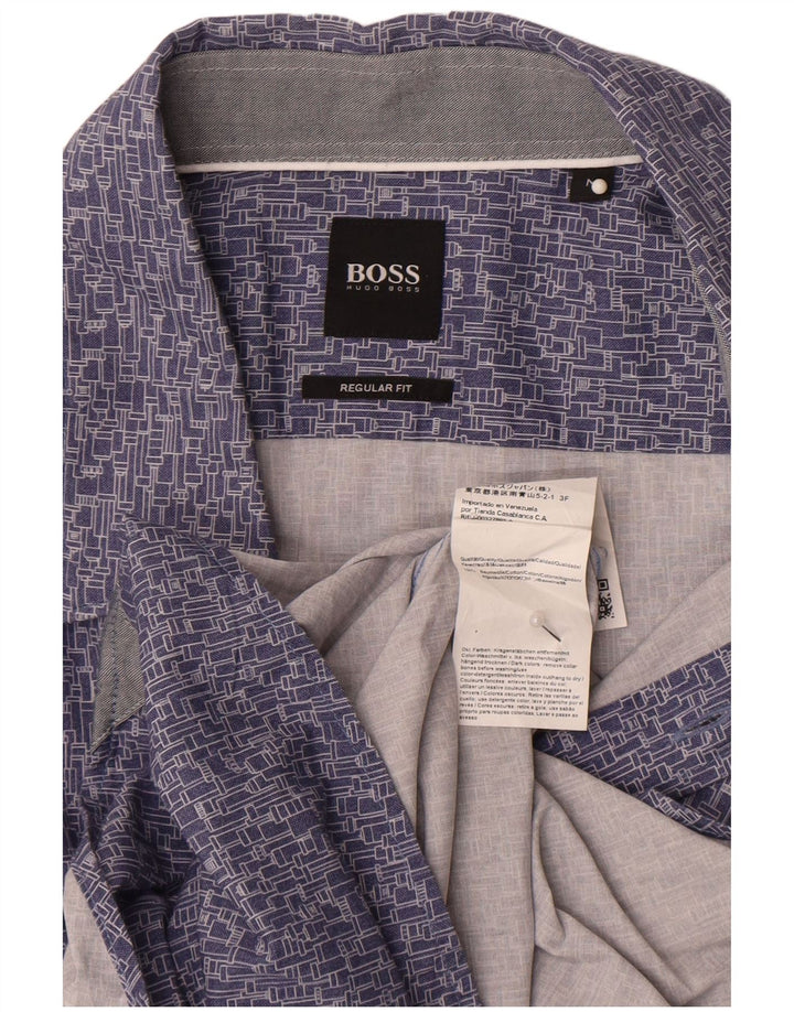 Hugo Boss muška košulja standardnog kroja Srednje plava, geometrijski pamuk