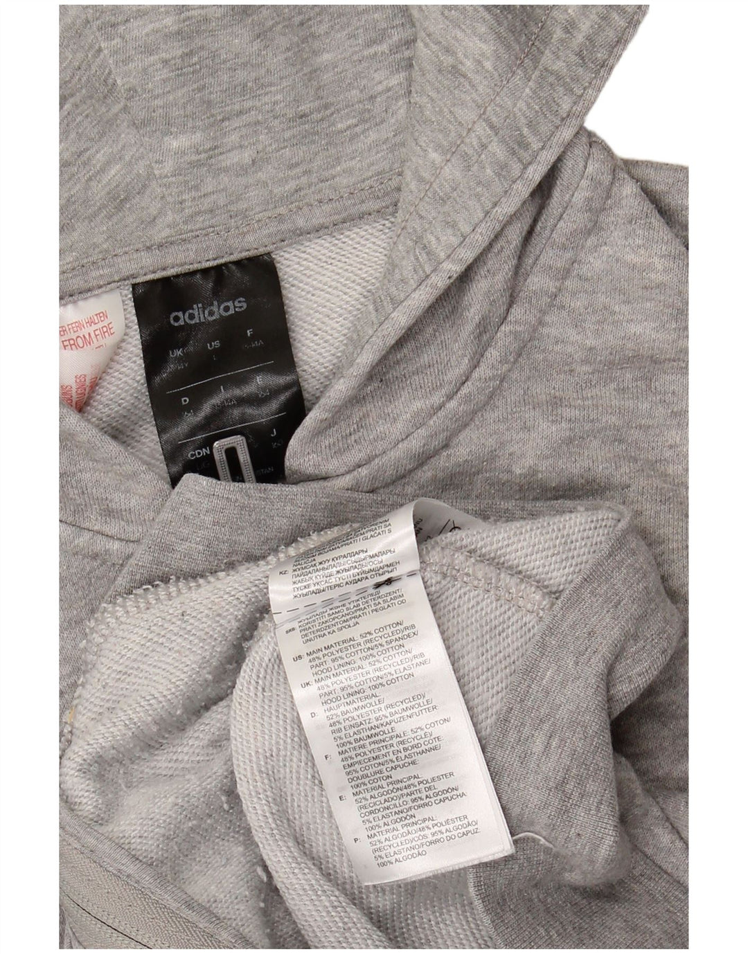 ADIDAS pulover s kapuljačom s patentnim zatvaračem ADIDAS, sivi pamuk, 13-14 godina