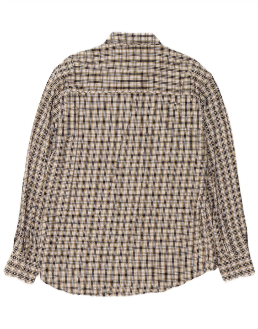 VINTAGE muška flanelska košulja, veliki bež karirani pamuk