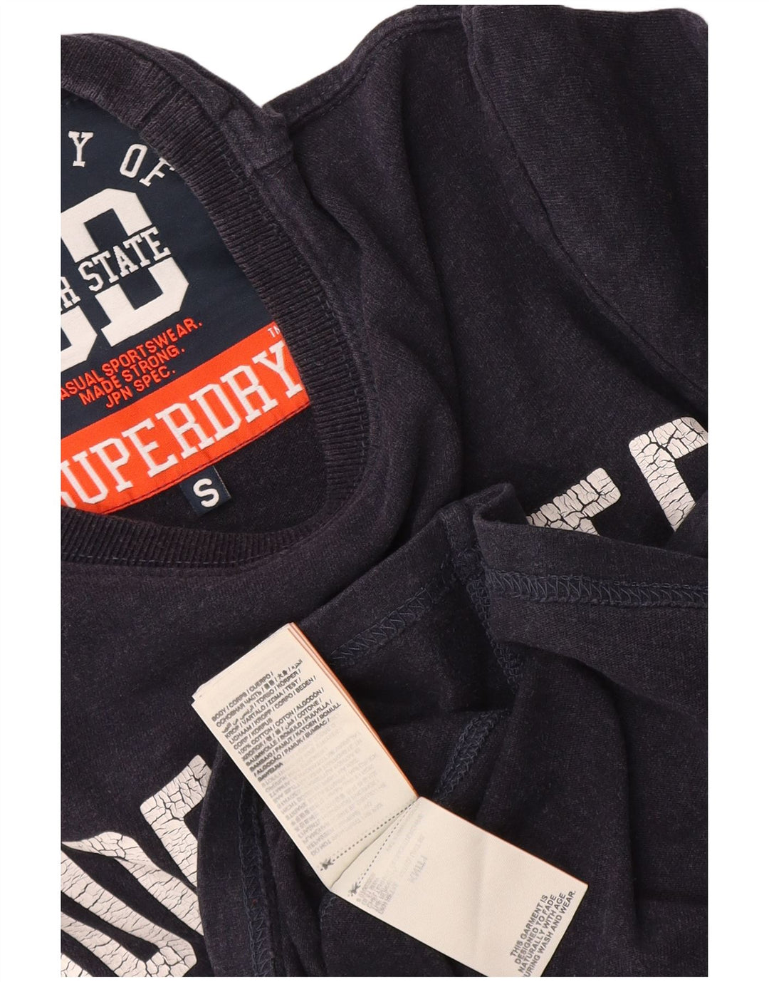 Superdry muška majica dugih rukava s grafikama, mala tamnoplava pamuk