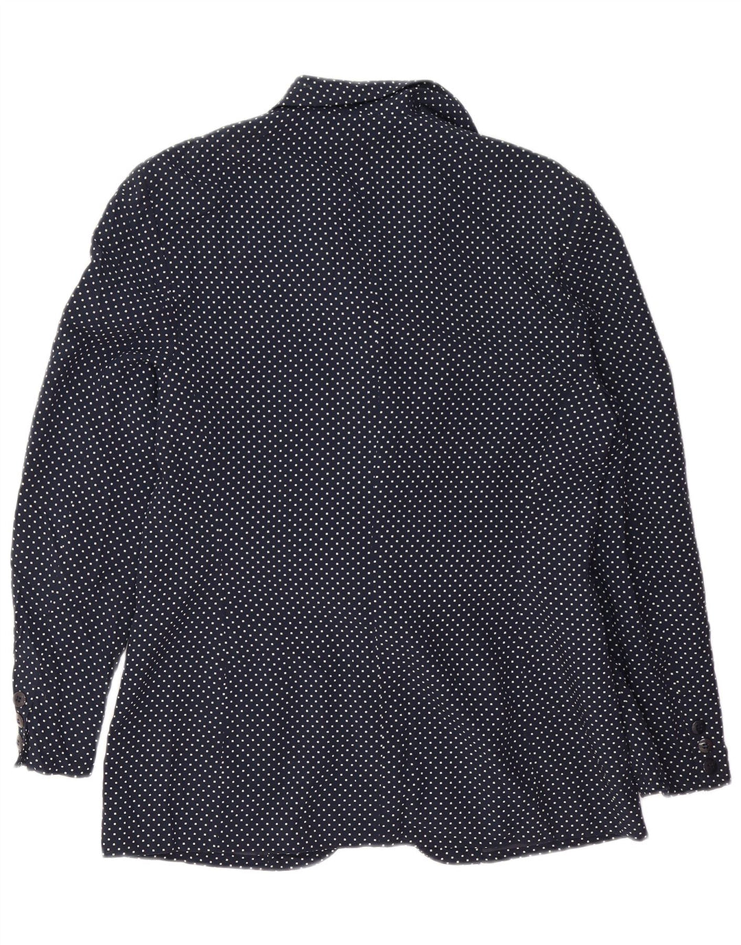 VINTAGE ženski sako s 1 gumbom UK 14 Srednje tamnoplava točkasta