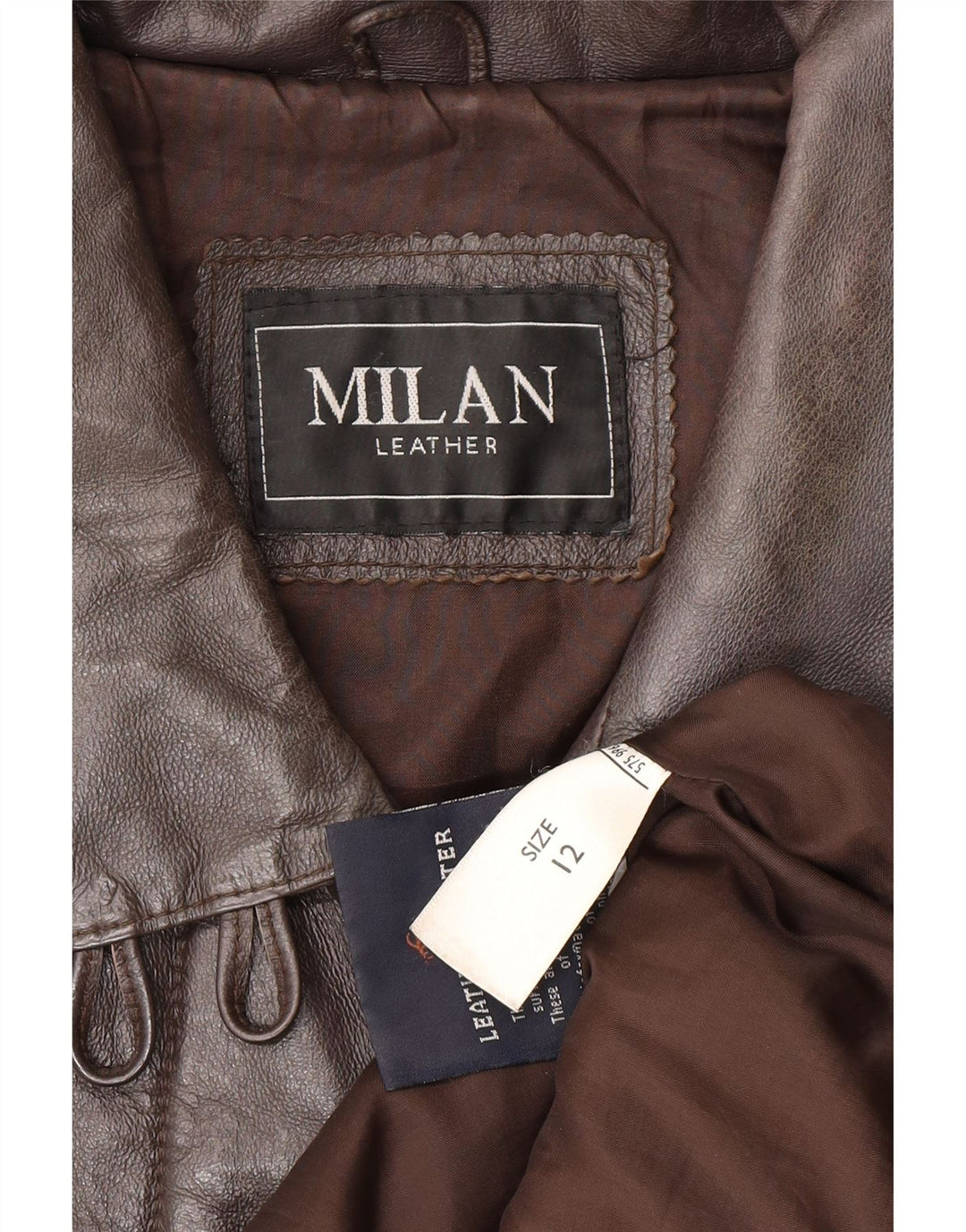 MILAN Womens Leather Coat UK 12 Medium  Brown Leather
