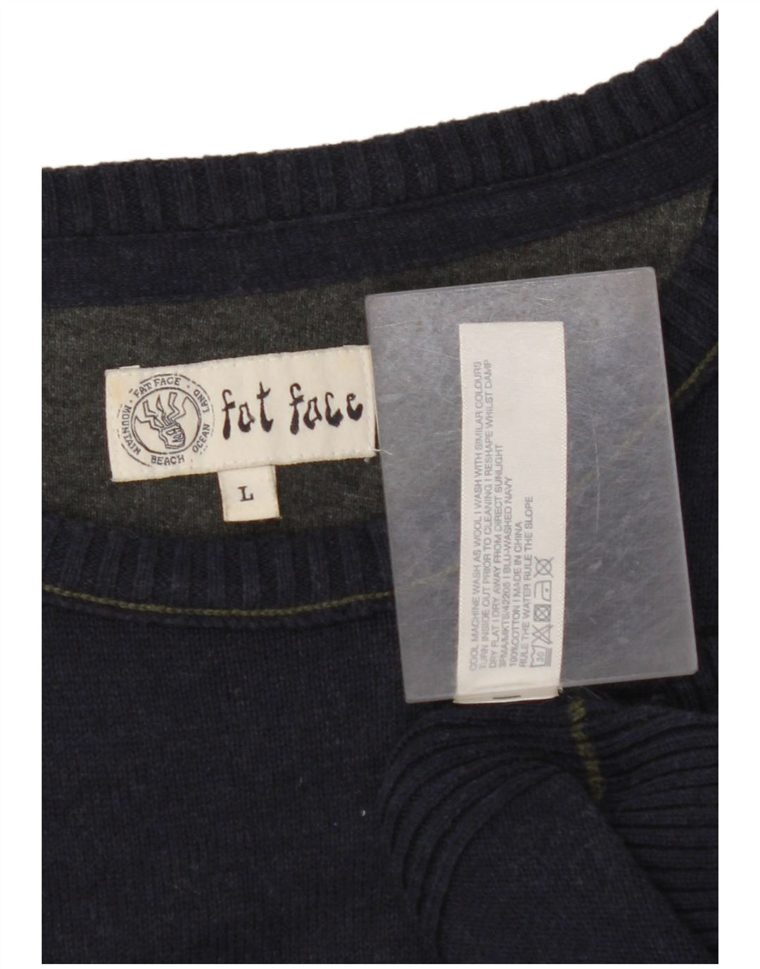 FAT FACE Veliki muški džemper s mornarski izrezom, tamnoplavi pamuk