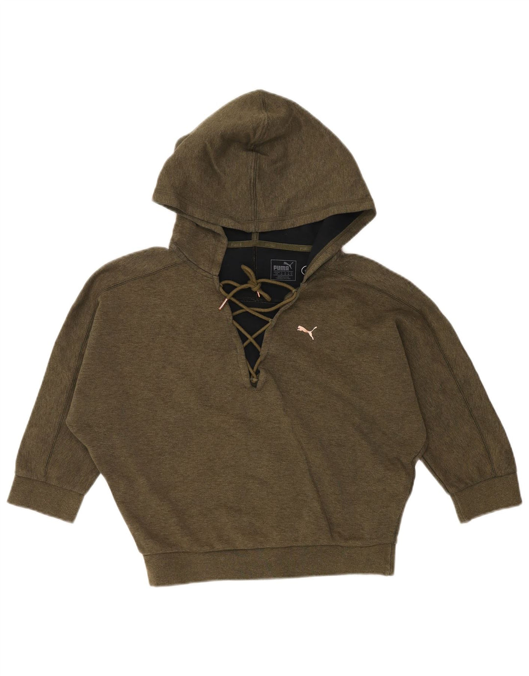 PUMA Ženski džemper s kapuljačom s šišmiš 3/4 rukava UK 10 Mali kaki pamuk