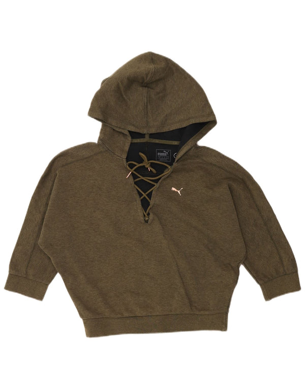 PUMA Ženski džemper s kapuljačom s šišmiš 3/4 rukava UK 10 Mali kaki pamuk