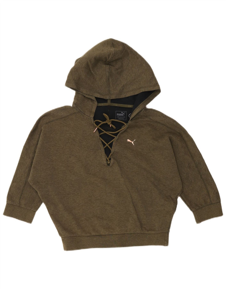 PUMA Ženski džemper s kapuljačom s šišmiš 3/4 rukava UK 10 Mali kaki pamuk